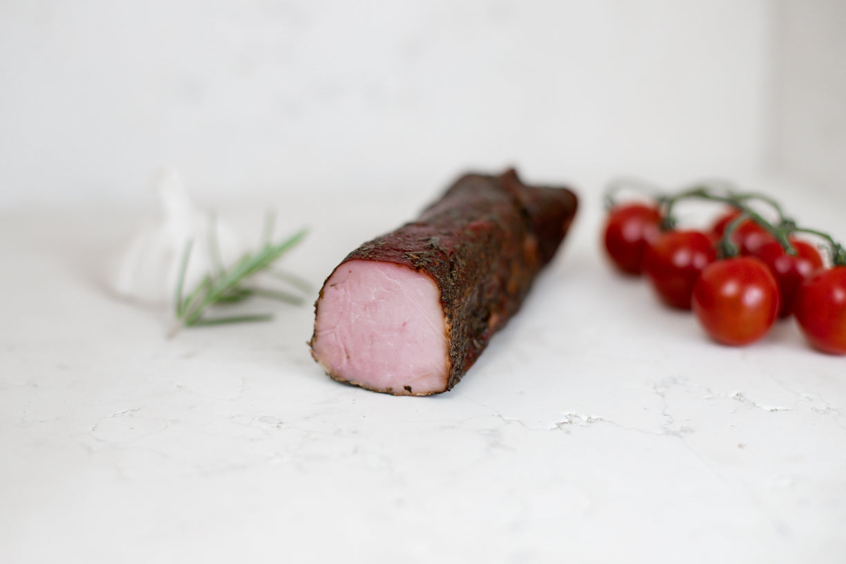 Hausgeräuchertes Schweinefilet im Alpenkräutermantel - 220g